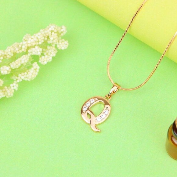 "Rose Gold Letter Q Pendant with Crystals – 18K Gold Plated Charm, XPPT1366 - Picture 12 of 13